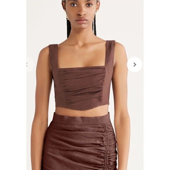 NWT Rumer Bodhi Crop In Cocoa Brown Size XS MSRP $199 Square Neck Thick Straps - Picture 1 of 9